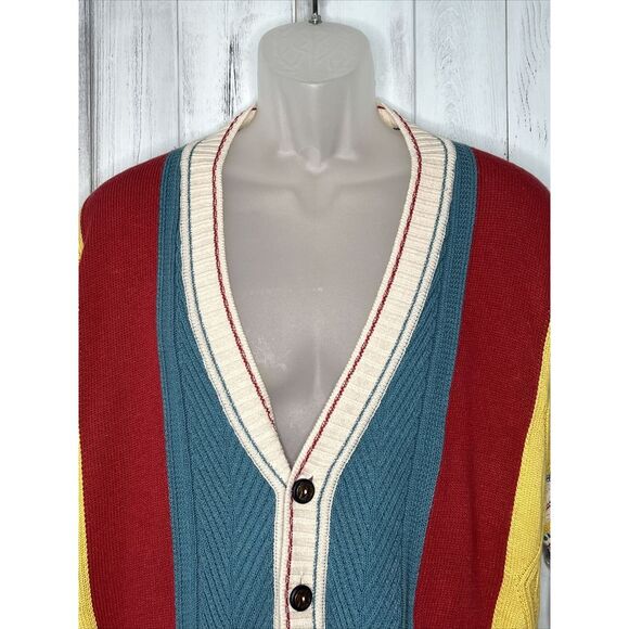 VINTAGE RAFFI LINEA UOMO EMBROIDERED COLORFUL GRANDPA CARDIGAN POCKET SWEATER XL - Picture 3 of 15